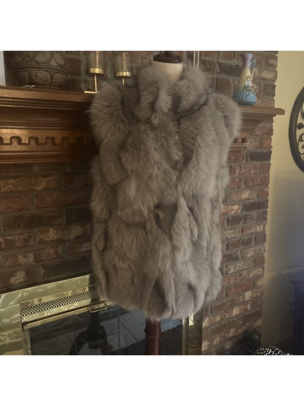 Barneys New York Gray Fox Fur Vest Size Medium Fur Origin Is Finland